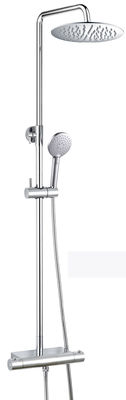 Yuvarlak Çift Duş Kafası Duvar Montajlı Chrome Paslanmaz Çelik Banyo Banyo Termostat Yağmur Duş Seti