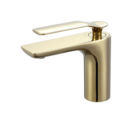 Altın fırçalı tunç karıştırıcı musluk banyo tek kolu soğuk ve sıcak su OEM