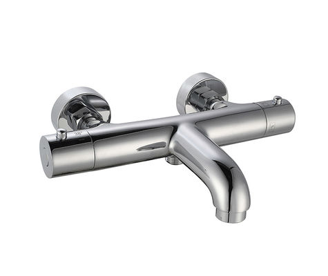 Termostaik Sıcaklık Düzenlenebilir Banyo veya Duş Fırçası Karıştırıcı Banyo Chrome Rengi Bakır Musluk OEM Yuvarlak Klasik