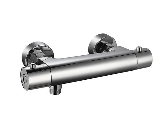 Termostaik Sıcaklık Düzenlenebilir Duş Fırçası Karıştırıcı Banyo Chrome Rengi Bakır Musluk OEM Yuvarlak Klasik