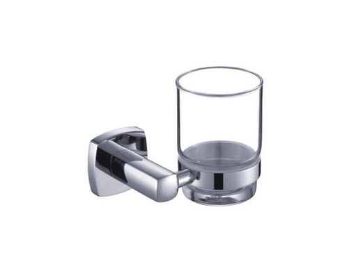 Single Tumbler Holder Brass Glass Banyo OEM Brass Base Square With Curve Design