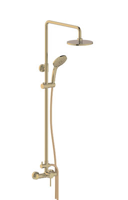 Tek kaldıraçlı açık banyo banyo karıştırıcı musluklar sütun seti halkalı knurl kolu fırçalı altın tunç