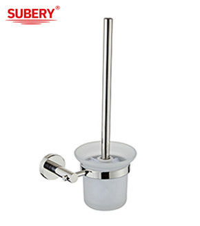 Oem Sus304 cilalı krom tuvalet fırça tutucusu cam banyo aksesuarları klasik yuvarlak
