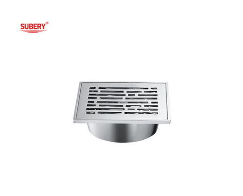 Yere monte edilmiş banyo zemin drenaj tuzağı 100 X 100mm krom