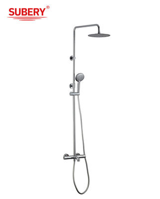 Chrome Brass Termostatik Musluklar OEM Yuvarlak Yağmur Duşu El Duşu Sıcaklık Düzenlenebilir