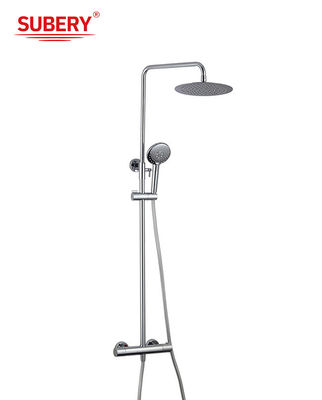 Sıcaklık ayarlanabilir termostatik musluklar Duş Açık Karıştırıcı Sütun Set Chrome Brass