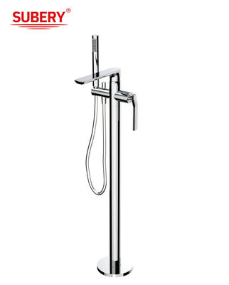 Bakır Chrome Bağımsız Banyo Muslukları Tek Kaldırıcı Duvar Montajlı