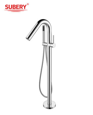 Yere monte edilmiş bağımsız banyo muslukları Gül Altın Bakır Krom