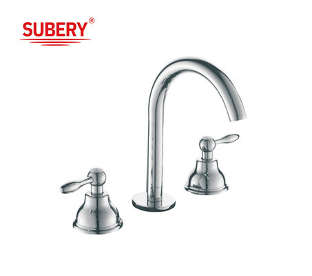 Yeni Stil Klasik Lüks Çift El 3 Delik Bakır Antik Lavabo Muslukları Seramik El ile