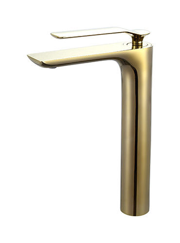 Fırçalı Altın Bakır Havza Karıştırıcı Musluk Tek Kılavuz Havza Karıştırıcı Banyo Sıcak ve Soğuk Su OEM
