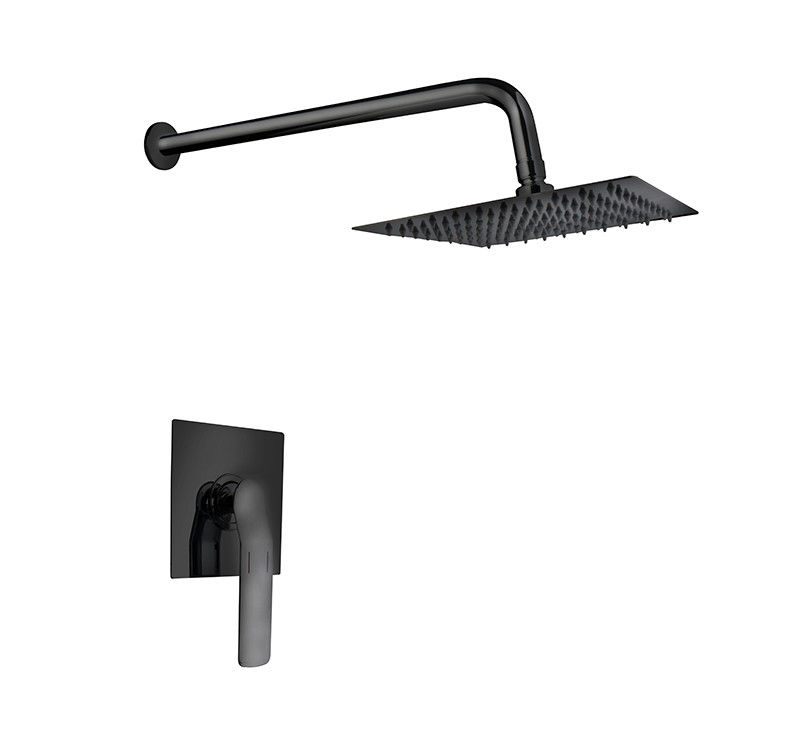 Tek kaldıraç duvara gizlenmiş banyo veya duş karıştırıcı matt siyah banyo tunç musluk soğuk ve sıcak baş duş OEM