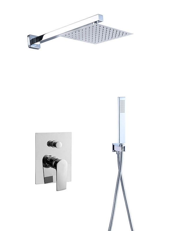 Tek kaldıraç Duvarda Gizli Banyo veya Duş Karıştırıcısı Diverterle Yağmur Duşu El Duş Banyo Matt Siyah Bakır Musluk Musluk
