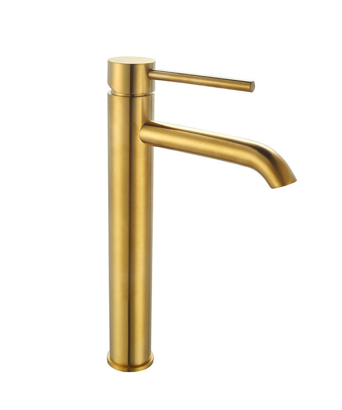 Banyo fırçalı Altın Sıcak ve Soğuk Su Musluk Tek Kılavuz Yüksek Havuz Karıştırıcı Modern OEM