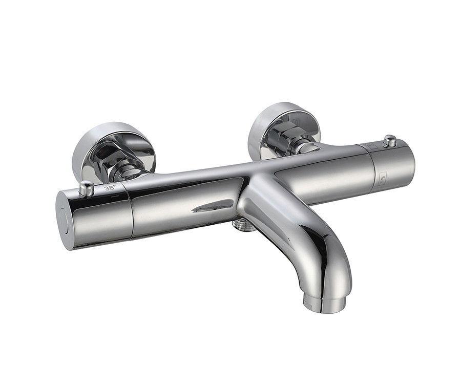 Termostaik Sıcaklık Düzenlenebilir Banyo veya Duş Fırçası Karıştırıcı Banyo Chrome Rengi Bakır Musluk OEM Yuvarlak Klasik