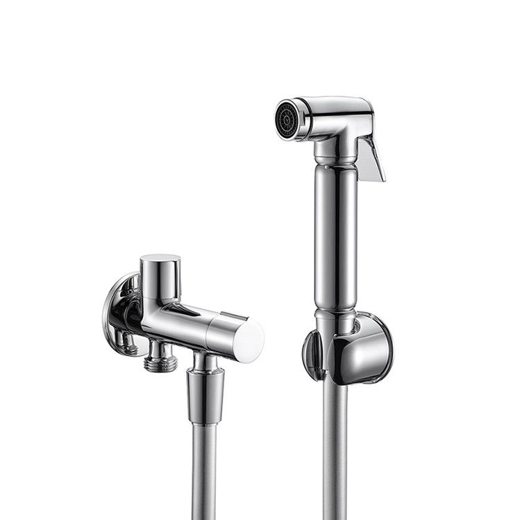 Bakır shattaf set bidet duş Sink tutucu bakır 2 yönlü vantilet PVC hortum 1.50m püskürtme başı bakır tutma banyo tuvaleti OEM
