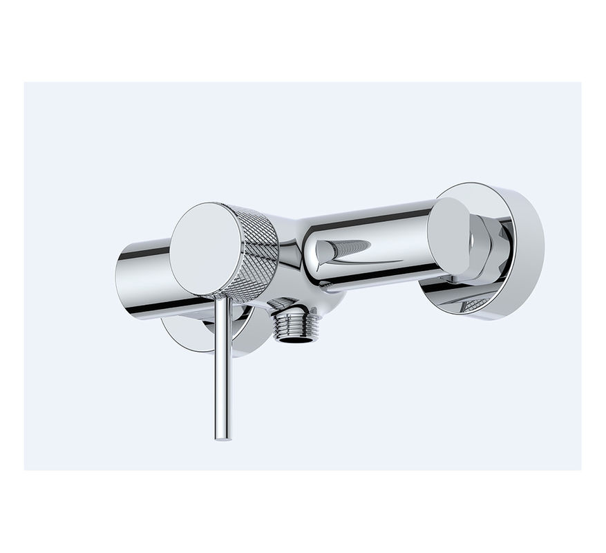 Tek Kaldırma Banyo Duş Muslukları Halkalı Knurl Manşet Chrome Bakır Soğuk ve Sıcak Su