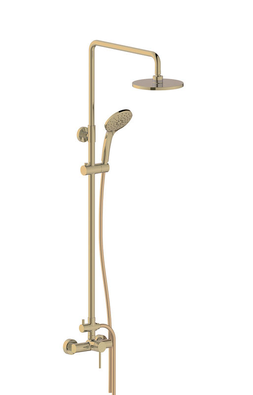 Tek kaldıraçlı açık banyo banyo karıştırıcı musluklar sütun seti halkalı knurl kolu fırçalı altın tunç