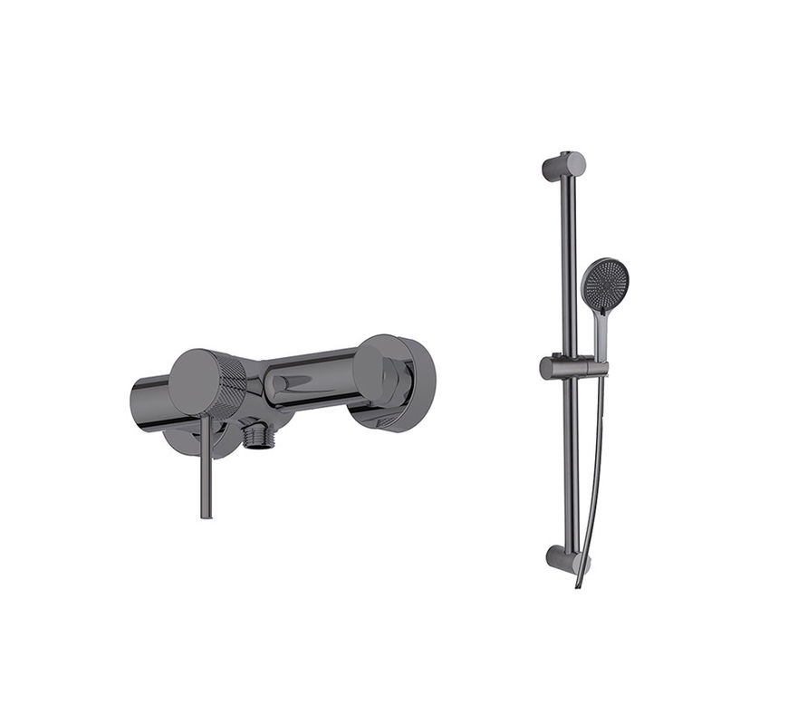 Tek kaldıraçlı duş karıştırıcı banyo duş muslukları kaydırma rayı bar hortum seti silah metal tunç