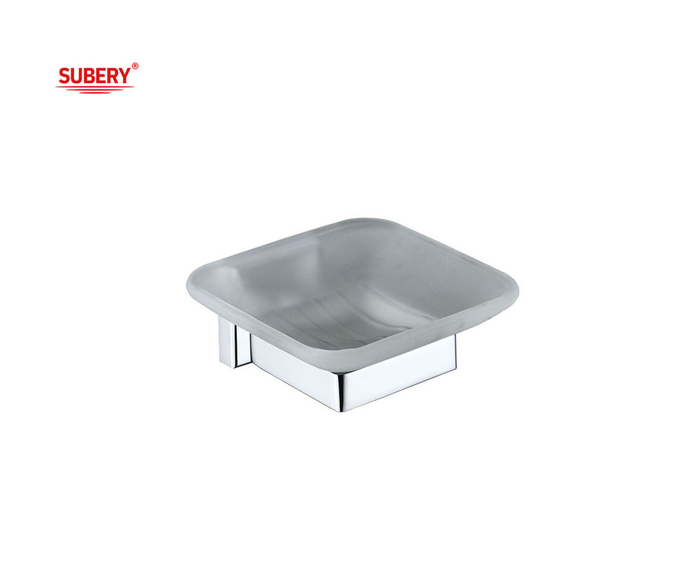 Bakır sabun tabak tutucu cam banyo yüksek kaliteli krom rengi OEM bakır taban kare tasarım