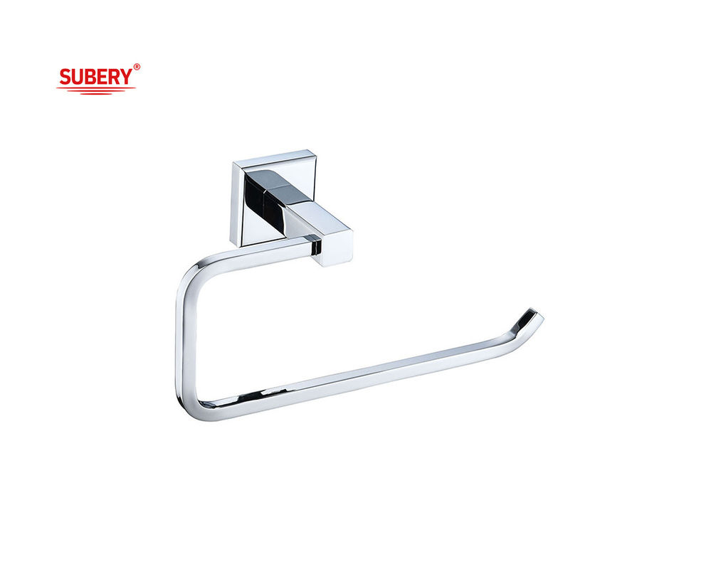 Bakır tek havlu yüzük tutucu banyo yüksek kaliteli krom rengi OEM bakır tabanı kolay kurulum kare şekli